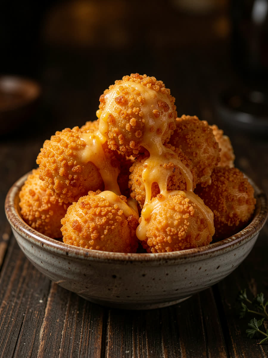 Bolinhas de queijo fritas douradas
